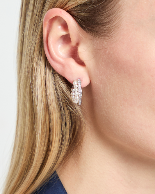 Crystal Pearl Hoops