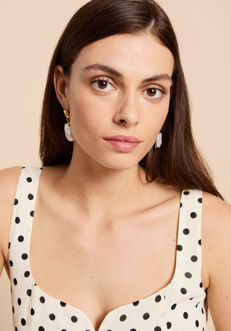 Rectangular Pearl Drop Earrings