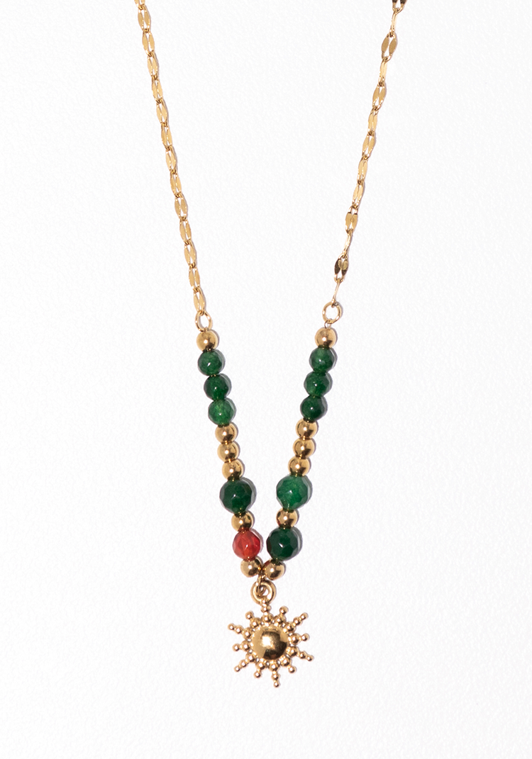 Sunkissed Beaded Pendant Necklace