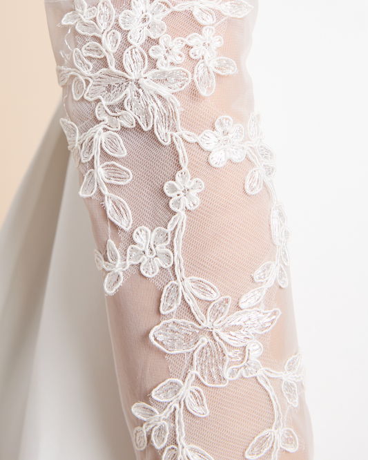 Lace Applique Long Bridal Gloves