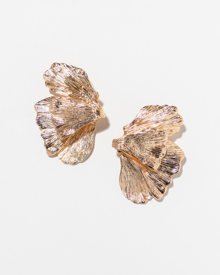 Textured Leaf Drop Earrings