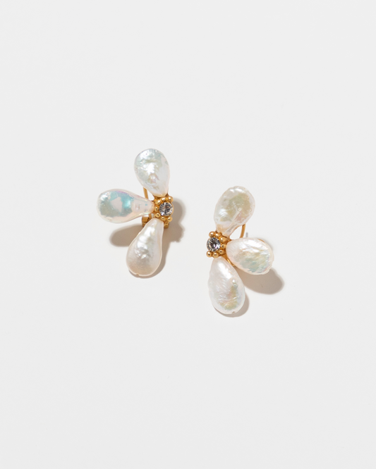 Pearl Petal Stud Earrings