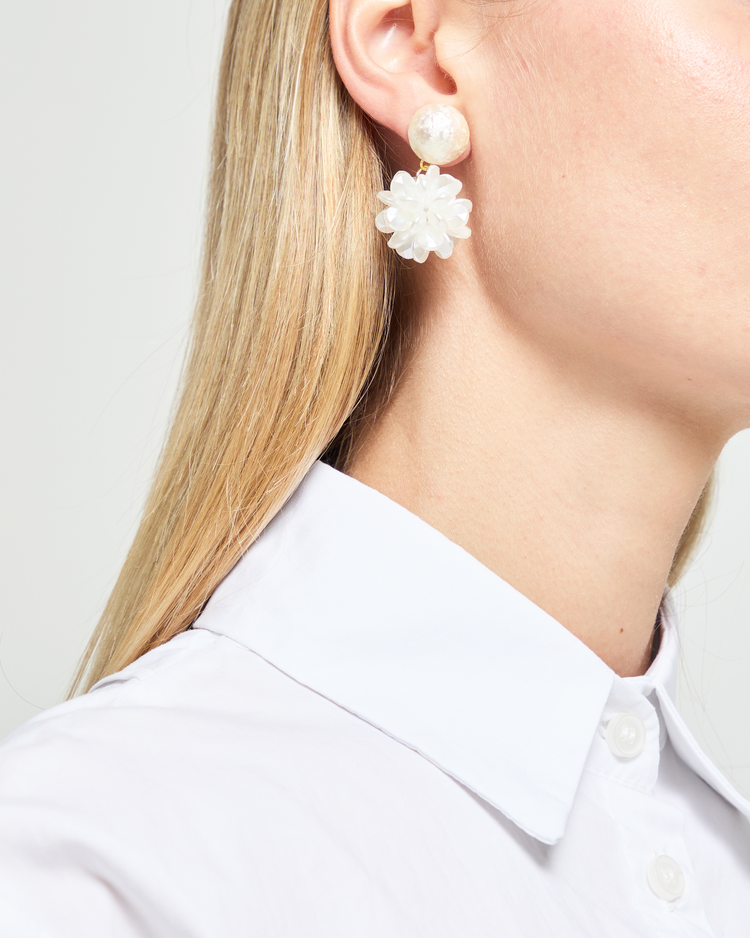 Pearl Flower Drop Earrings