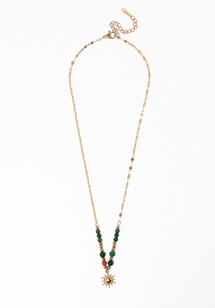 Sunkissed Beaded Pendant Necklace