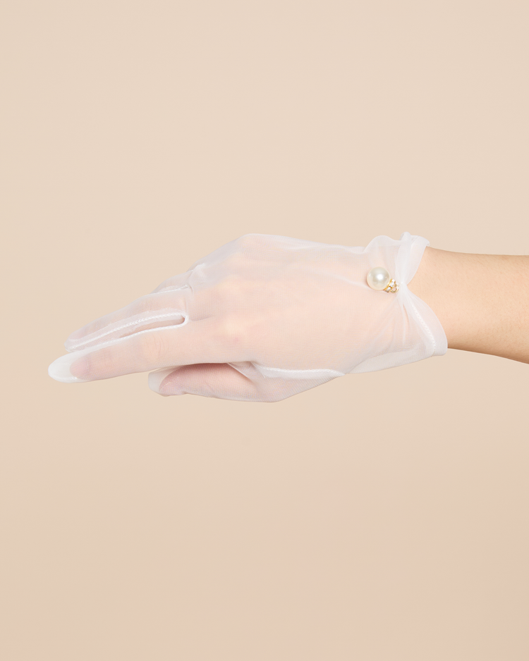 Pearl Accent Short Bridal Gloves