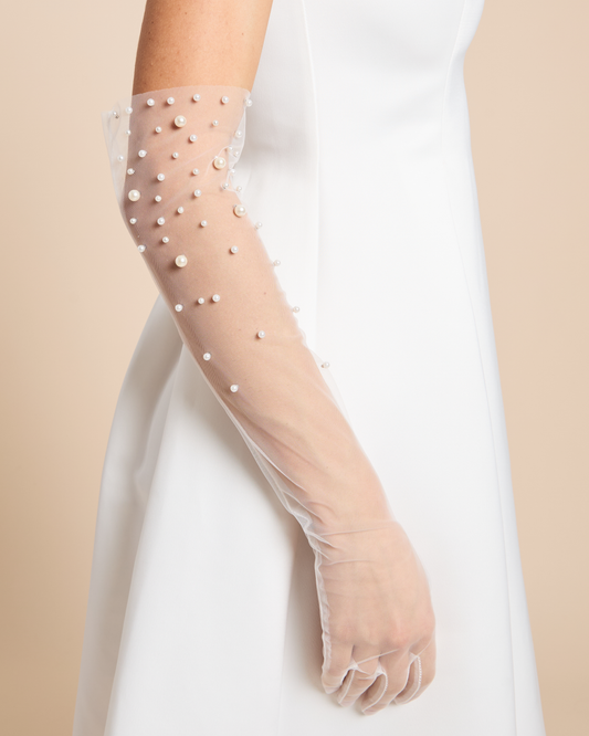 Pearl Long Bridal Gloves