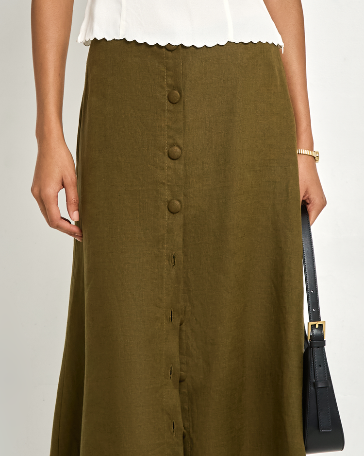 Sibel Linen Maxi Skirt